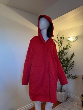 L.L.Bean Red Fleece Lined Hooded Coat Jacket XL